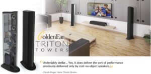 The brand banner of Golden Ear Triton Tower Speakers