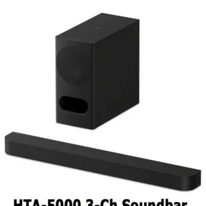 Black 3-channel soundbar with wireless subwoofer