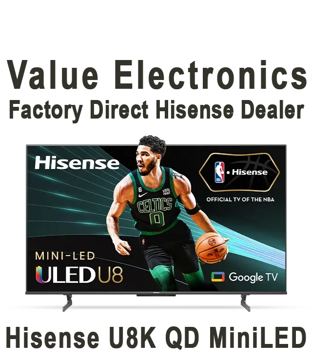 Hisense flagship 65 75 85 100 U8K Series 4K QD MiniLED HDR Smart TV -  Value Electronics
