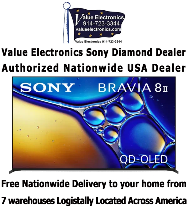 Sony 65" BRAVIA 8 II, 65XR80M2 QD OLED