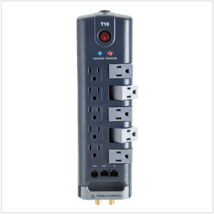 Vertical surge protector power strip with multiple outlets
